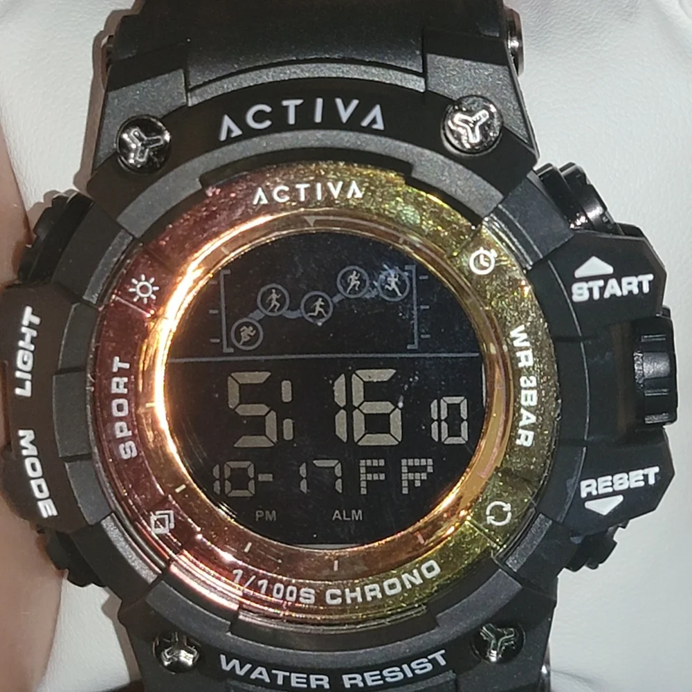 NIB Activa X Invicta Black Digital Chronograph Watch Rainbow Bezel Sport - Picture 6 of 6